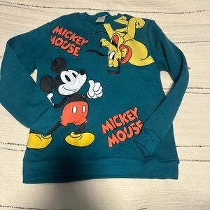 Disney Teal Sweatshirt with Mickey and Pluto